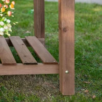 Outsunny Horta Vertical com Prateleira Horta Elevada de Madeira Maciça para Cultivo de Flores Verduras Ervas 123x54x74cm Marrom(m-11)