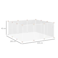 PawHut Recinto para Pequenos Animais Modular de Metal com 12 Painéis e 24 Conectores para Coelhos Porquinhos da Índia 105x105x45 cm Branco(m-3)