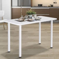 HOMCOM Mesa de Cozinha Retangular com Pés de Aço e Almofadas Ajustáveis 120x60x76cm Branco(m-2)