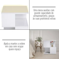 HOMCOM Mesa Auxiliar Mesa de Cabeceira de 2 Níveis com Prateleira de Armazenamento para Sala Quarto Estante 40x40x43 cm Branco(m-5)