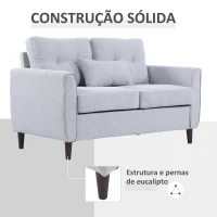 HOMCOM Sofá de 2 lugares Poltrona de dois lugares para sala de estar com almofadas e assento acolchoado fronha lavável 140x78x83 cm cinza claro(m-6)