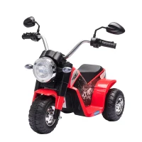 HOMCOM Motocicleta Elétrica Infantil com 3 Rodas Triciclo a Bateria 6V para Crianças de 18-36 Meses com Farol Buzina 72x57x56cm  Vermelho(m-1)
