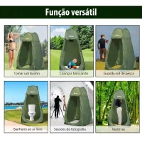 Outsunny Tenda de Duche para Campismo Dobrável Pop UP Tenda de Privacidade com proteção UV e Tecido Impermeável 100x100x185cm Verde Escuro(m-7)