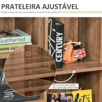 HOMCOM Aparador com Porta de Metal Móvel Auxiliar com 3 Prateleiras Abertas e Armário com Porta e Prateleira Ajustável 80x35x82cm Madeira Natural(m-5)
