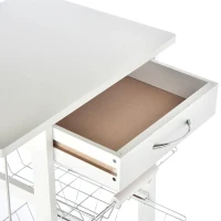 HOMCOM Carrinho de cozinha de 5 níveis com gaveta Cestas Rodas 47x37x83 Branco(m-10)