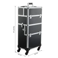 HOMCOM Estojo de maquiagem profissional Estojo cosmético destacável com rodas omnidirecionais com trava Fácil de transportar 36x24x79/107cm(m-3)