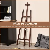 HOMCOM Cavalete para Pintura de Madeira Inclinável 90° com Suporte Tripé e Pincel 51,5x71,5x134,5cm Marrom(m-6)