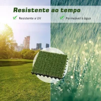 Outsunny Relva Artificial 30x30cm 10 Peças com Altura de 25mm Alta Densidade 11000 Relva Artificial de Encaixe para Exterior Pátio Terraço Verde(m-4)