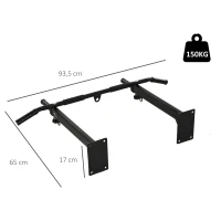 HOMCOM Barra de Elevações para Parede Treinamento Muscular Pull Up para Casa Carga Máxima 150kg 93,5x65x17 cm Preto(m-3)