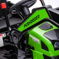 HOMCOM Trator Escavadora Elétrica para Crianças acima de 3 Anos Veículo Infantil com Pá Bateria 6V Música e Luzes 132x62x65 cm Preto e Verde(m-8)