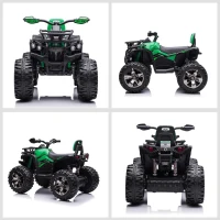 HOMCOM Quadriciclo Elétrico 12V para Crianças de 3-5 Anos com Farol Música Pneus de Suspensão Botões Avance e Retrocesso Veículo Elétrico a Bateria 100x65x73cm Verde(m-8)