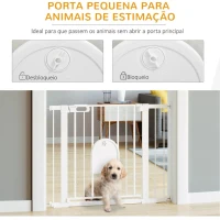 PawHut Barreira de Segurança de Cães Animais de Estimação para Escadas e Portas 75-103cm com 2 Extensões Fechamento Automático e Sistema de Duplo Bloqueio Aço Branco(m-7)