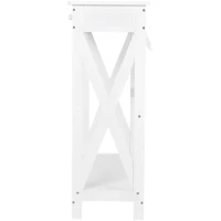 HOMCOM Mesa Consola Clássica com 1 Gaveta e 1 Prateleira de Armazenamento para a Entrada Mesa Auxiliar Sala de Estar Estilo Elegante 100x30x81cm Branco(m-12)