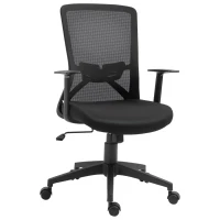 Vinsetto Cadeira de Escritório Giratória Cadeira de Escritório com Altura Ajustável Apoio para os Braços Suporte Lombar Encosto Transpirável e Função Basculante 62x61x99-109cm Preto(m-1)