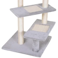 PawHut Arranhador  3 Plataformas para Arranhar 48x48x99.5 cm  de Madeira coberta  de Pelucía  Sisal(m-9)