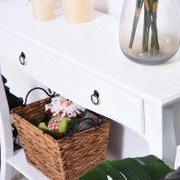 HOMCOM Mesa Tipo Consola para Sala de Estar Consola para Entrada com 2 Gavetas e Prateleira Inferior 100x33x75cm Branco(m-10)