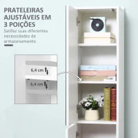 Kleankin Coluna Casa de Banho com Espelho Móvel Alto Casa de Banho com 2 Portas e Prateleiras Interiores Ajustáveis Multiúso para Cozinha Sala de Estar 32x28x162cm Branco(m-5)