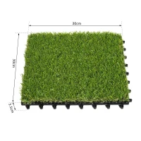 Relva Artificial 30x30cm 10 Peças com Altura de 25mm Alta Densidade 6500 para Exterior Pátio Terraço Verde(m-3)
