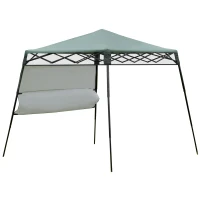 Outsunny Tenda Dobrável 220x220x208 cm com Proteção UV Altura ajustável de 2 niveis Tecido Oxford com estrutura de aço Lateral e Bolsa de Transporte Verde(m-1)