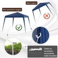 Outsunny Tenda Dobrável Tenda com Desenho Pop Up para Jardim Campismo Festas Eventos Aço e Oxford 297x297x250 cm Azul(m-6)