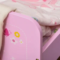 HOMCOM Cama Infantil acima de 3 Anos Cama para Crianças de Madeira com Barreira de Proteção Carga Máx. 50kg 143x73x60cm Rosa(m-10)