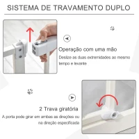 PawHut Barreira de Segurança para Animais de Estimação Cães com Extensão de 17,5 cm Sistema de Fechamento Automático 74-97,5x76,2 cm Branco(m-5)