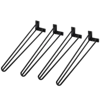 HOMCOM Pernas de mesa tipo pernas de garfo de 4 peças 3 hastes Pés de aço resistentes para móveis com protetores pretos Acessórios incluídos 12x12x71cm(m-1)