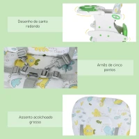 HOMCOM Cadeira para bebês acima de 6 meses 3 posições ajustáveis Acolchoado 57x59x105 cm Verde(m-8)