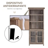 HOMCOM Armário de armazenamento com 3 prateleiras ajustéveis portas de vidro  madeira escura 76 x 40 x180 cm(m-7)