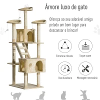 PawHut Arranhador para Gatos Centro de Atividade com Poste Cor: Bege - 60 x 50 x 180 cm(m-5)