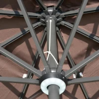 Outsunny Chapéu de Sol Φ296x245cm com Luzes LED e Painel Solar Ângulo Ajustável em 3 Posições para Pátio Terraço Piscina Café(m-6)