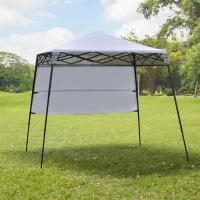 Outsunny Tenda Dobrável 220x220x208cm com Proteção UV Altura ajustável de 2 niveis Tecido Oxford estrutura de aço com Lateral e Bolsa de Transporte Branco(m-2)