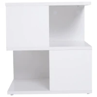 HOMCOM Mesa Auxiliar Mesa de Cabeceira de 2 Níveis com Prateleira de Armazenamento para Sala Quarto Estante 40x40x43 cm Branco(m-10)