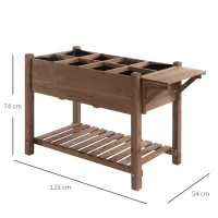 Outsunny Horta Vertical com Prateleira Horta Elevada de Madeira Maciça para Cultivo de Flores Verduras Ervas 123x54x74cm Marrom(m-3)