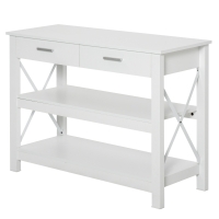 HOMCOM Mesa consola tipo aparador de estilo moderno com 2 gavetas e prateleiras inferiores 105x40x76 cm Branco
