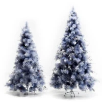 HOMCOM Árvore de natal 150 cm Pinheiro Artificial Decoração de Natal com Peças de Decoração 222 Ramos Cinza Metal PET Φ75x150cm(m-7)