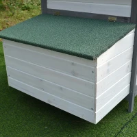 PawHut Galinheiro de madeira de pinho para galinhas exterior com bandeja removível e espaço de corrida 196x76x97 cm Cinza(m-9)