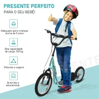 HOMCOM trotinete para crianças acima de 5 anos Guiador ajustável Rodas infláveis 135x58x88-94 cm Azul(m-7)