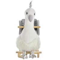 HOMCOM Cavalo Baloiço para Bebés com Forma de Cisnei com Sons Apoio para os Pés e Cinto de Segurança 60x33x59 cm Branco e Cinza(m-13)