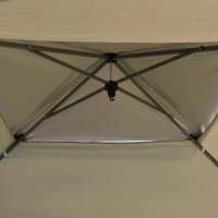 Outsunny Tenda dobrável 3,96x3.96 m com telhado duplo altura ajustável com bolsa de transporte de aço tecido Oxford Proteção UV para festas, casamentos Cáqui e café(m-5)