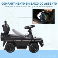 HOMCOM Carro de Passeio Carro Andador para Crianças acima de 12 Meses Mercedes G350 com Buzina Capô Removível Encosto e Suporte de Proteção 85,5x40,5x95cm Preto(m-5)