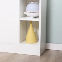 Kleankin Armário Casa de Banho de Madeira com 8 Prateleiras Abertas e 1 Porta com Prateleiras Ajustáveis Móvel Auxiliar Multiuso para Cozinha Sala de Estar 71x22x100cm Branco(m-7)