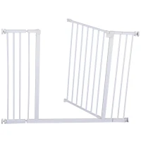 PawHut Barreira de Segurança para Animais de Estimação Extensível para Escadas e Portas Barreira de Segurança para Cães 76-107x76 cm Branco(m-11)