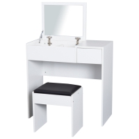 HOMCOM Toucador de Maquilhagem com Branco e Tampa Dobrável Mesa de Maquilhagem com Compartimentos e Gaveta 80x40x79cm Branco