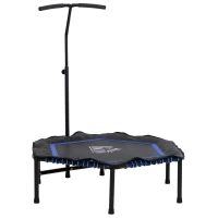 HOMCOM Trampolim Profissional Hexagonal Fitness para Power Jump 122-130-138 cm Guiador Ajustável 3 níveis Azul(m-1)