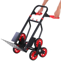 DURHAND Carrinho de mão de escada dobrável portátil carga 120 kg 60x45x109cm Vermelho e Preto(m-11)