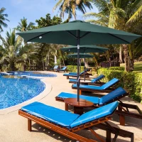 Outsunny Chapéu de Sol de Jardim Ø270x235cm Chapéu de Sol de Alumínio Reclinável com Manivela e 6 Hastes para Terraço Exterior Balcão Verde(m-4)