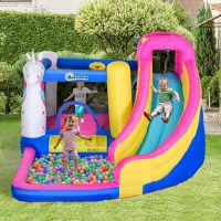 Outsunny Castelo inflável infantil com piscina escorregador cama de salto e bolsa de transporte 380x320x210 cm Multicolor(m-12)