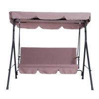 Outsunny Baloiço de Jardim de 3 Lugares Baloiço com Teto Ajustável em Ângulo para Terraço Balcão Carga Máxima 200kg Aço 172x110x153cm Marrom(m-4)