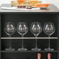 HOMCOM Mesa Bar de Bistrô com 3 Prateleiras com Suporte Estilo Moderno para Cozinha Sala de Estar Estrutura de Melamina 112x57x106cm Preto(m-9)